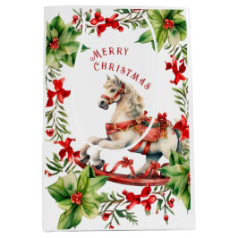 Rocking Horse Frohe Weihnachtsgeschenk Tasche Mittlere Geschenktüte