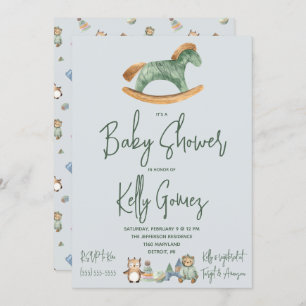 Rocking Horse Gender Neutral Boho Toys Baby Shower Einladung