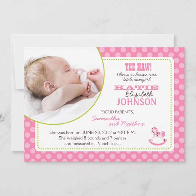 Rocking Horse Girl Announccard Ankündigung (Vorderseite)