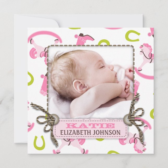 Rocking Horse Girl Announcement Square Ankündigung (Vorderseite)