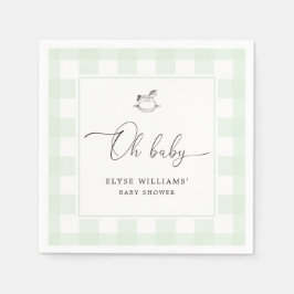 Rocking Horse Green Gingham Oh Baby Paper Napkin Serviette