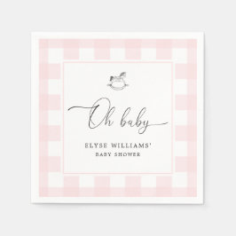 Rocking Horse Pink Gingham Oh Baby Paper Napkin Serviette
