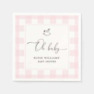 Rocking Horse Pink Gingham Oh Baby Paper Napkin Serviette