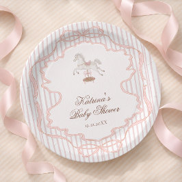 Rocking Horse Pink Girl Baby Shower Pappteller
