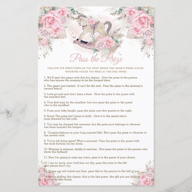 Rocking Horse Pink Pampas Baby Pass Spiel (Vorderseite)