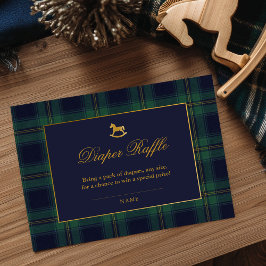 Rocking Horse Plaid Baby Shower Diaper Raffle Begleitkarte