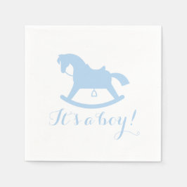 Rocking Horse Silhouette Baby Shower Napkins Blue Serviette