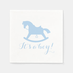 Rocking Horse Silhouette Baby Shower Napkins Blue Serviette
