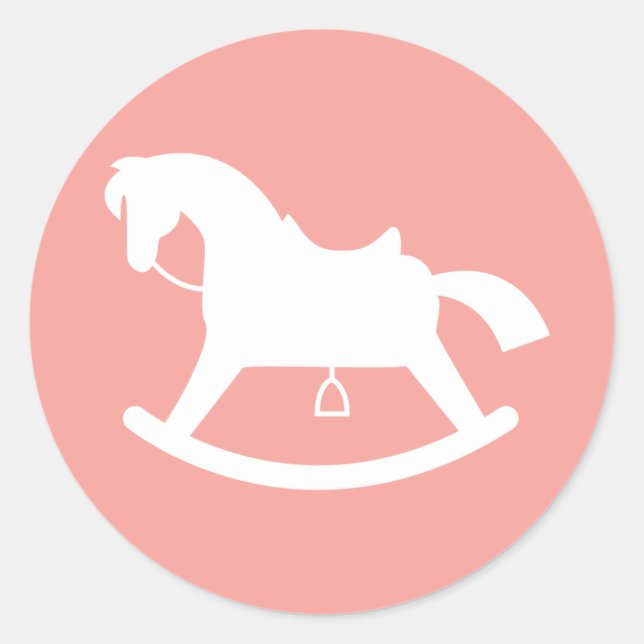 Rocking Horse Silhouette Baby Shower Sticker Pink (Vorderseite)