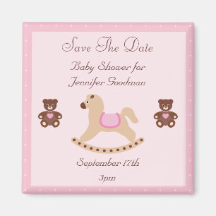 Rocking Horse & Teddies Save the Date Kinderdusche Magnet
