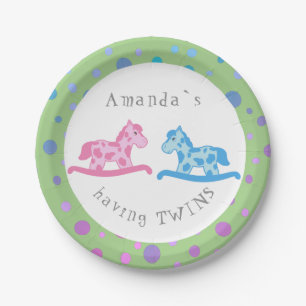 Rocking Horse Twins Baby Shower Party Pappteller