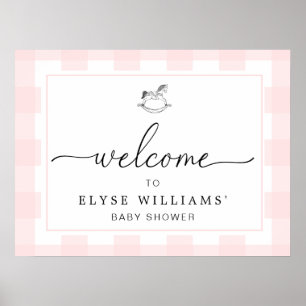 Rocking Hose Pink Gingham Begrüßungszeichen Poster