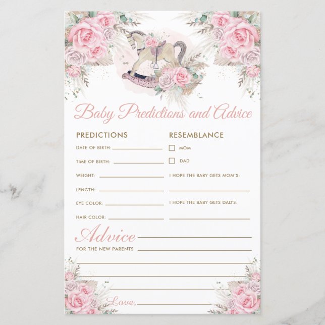 Rocking Pferd Pink Pampas Baby Predictions Ratschl (Vorderseite)