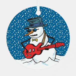 Rocking Snowman spielt Gitarre Ornament Aus Metall