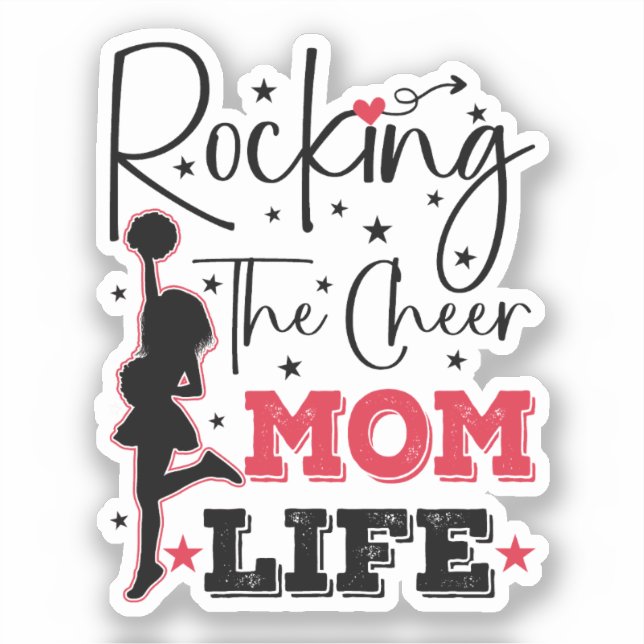 Rocking The Cheer Mama Life Funny Cheleading Cool Aufkleber (Vorderseite)
