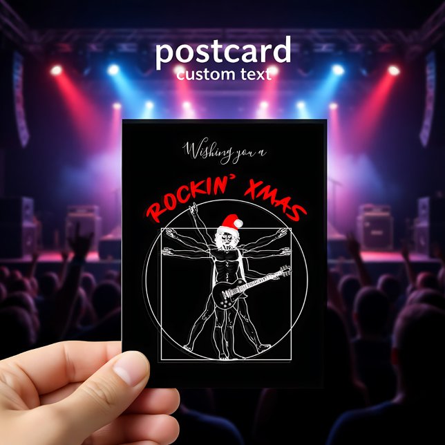 Rocking' X-mas - vitruvianischer Gitarrenspieler Feiertagspostkarte (Rocking' X-mas - vitruvian guitar player Holiday Postcard)
