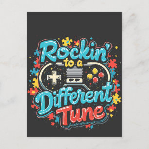 Rocking zu einem anderen Tune Gaming Pad Autismus Einladungspostkarte