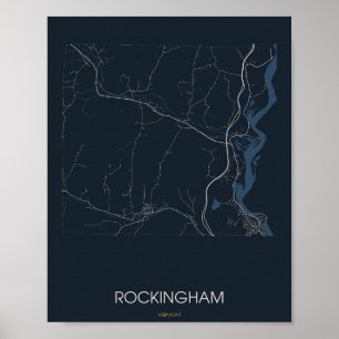 Rockingham, Vermont Straßenkarte Poster (Nacht) –