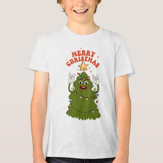 Rockins Weihnachtsbaum - Ein festlicher Urlaubstur Tri-Blend Shirt (Vorderseite)