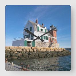 Rockland Breakwater Lighthouse, Maine Wall Clock Quadratische Wanduhr