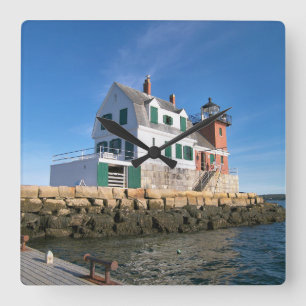 Rockland Breakwater Lighthouse, Maine Wall Clock Quadratische Wanduhr