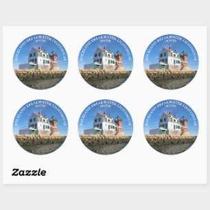 Rockland Breakwater Lighthouse, ME Round Stickers