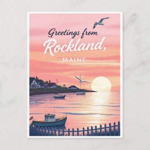 Rockland, Maine – Küsten-Sonnenuntergänge vintage Postkarte