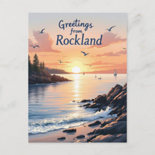Rockland, Maine – Küsten-Sonnenuntergänge vintage Postkarte