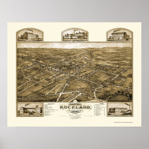 Rockland, panoramische Karte MAs - 1881 Poster