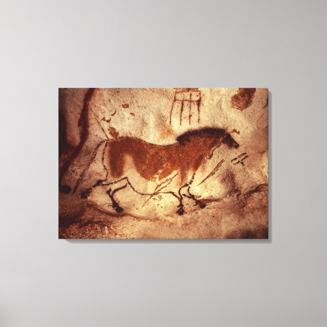 Rockmalerei eines Pferdes, um 17000 v. Chr. Leinwanddruck (Vorderseite)