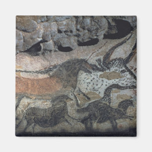 Rockmalerei eines Stiers und Pferdes, um 1700 v. C Magnet