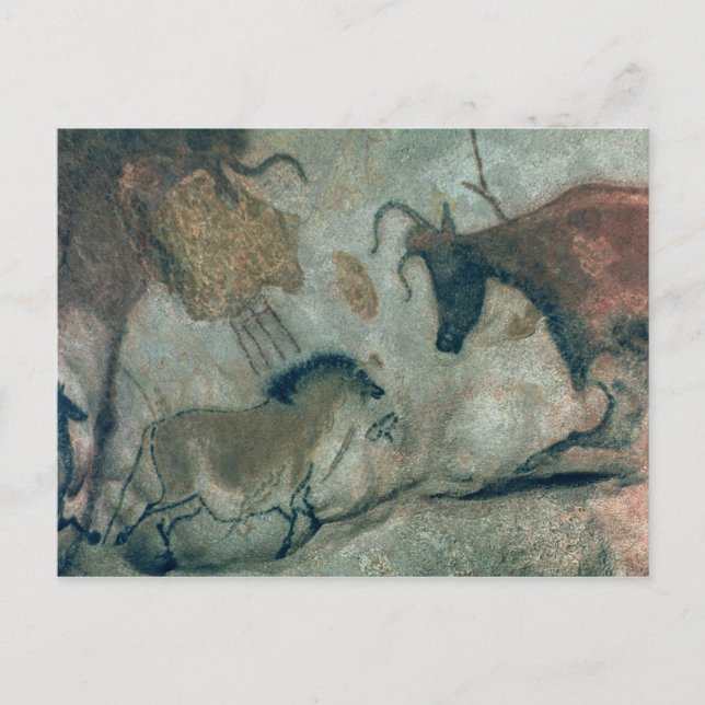 Rockmalerei mit Pferd und Kuh, c.17000 B Postkarte (Vorderseite)