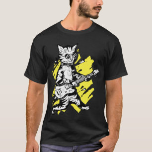 Rockmusik Cooler Kater Mit Sonnenbrille Spielt Git T-Shirt