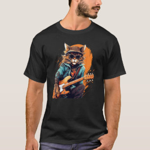 Rock'n Roll elektrische Gitarrenkatze für Rocker u T-Shirt