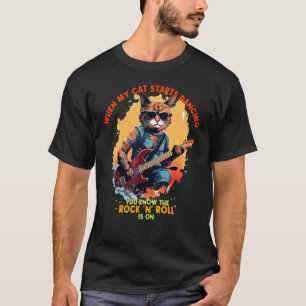 Rock'n Roll tanzende Katze mit E-Gitarre für C T-Shirt