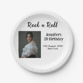 Rock'n'Roll 20. Geburtstagsmädchen Foto elegante M Pappteller