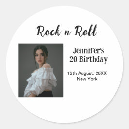 Rock'n'Roll 20. Geburtstagsmädchen Foto elegante M Runder Aufkleber