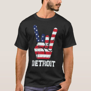 Rock'n'Roll 4. Juli Rock Hand Detroit American T-Shirt