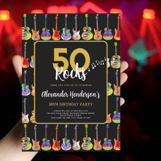 Rock'n'Roll 50. Geburtstagsparty Einladung