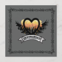 Rock'n'Roll Biker Hochzeitseinladung für Flammen H