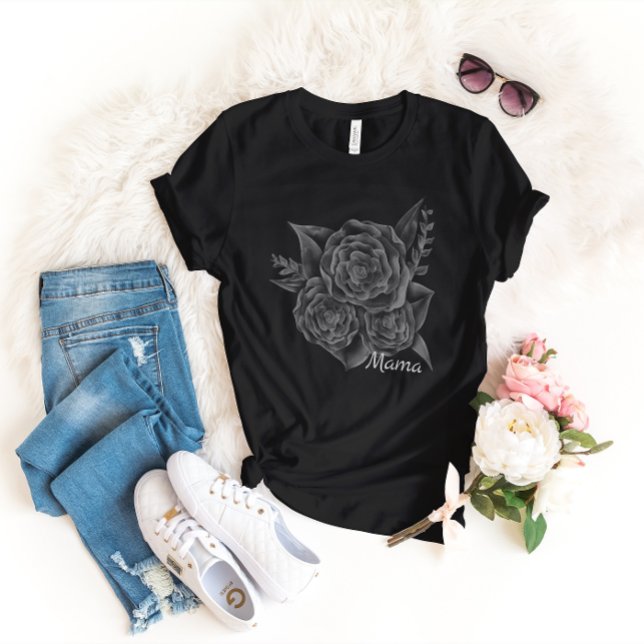 Rock'n'Roll Black Monochromatic Floral - Mama T-Shirt (Von Creator hochgeladen)