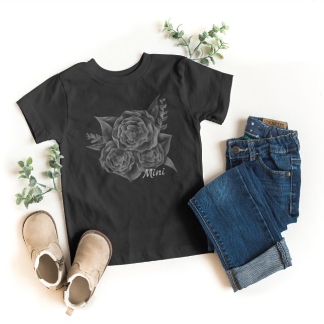 Rock'n'Roll Black Monochromatic Floral - Mini Baby T-shirt (Von Creator hochgeladen)