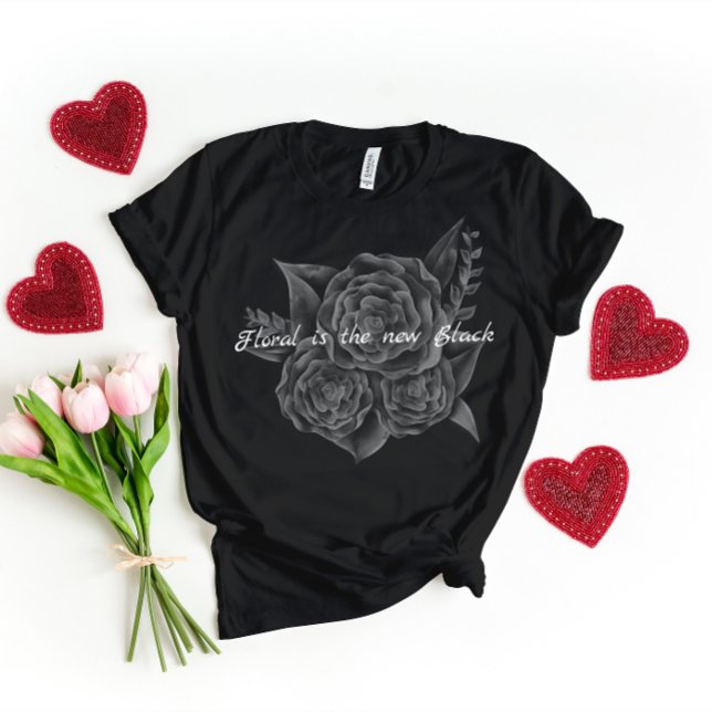 Rock'n'Roll Black Monochromatic Floral T-Shirt (Von Creator hochgeladen)