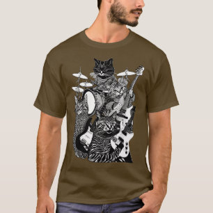 ROCK'N'ROLL CATS Gitarren Bass Drums Cat Rock Band T-Shirt
