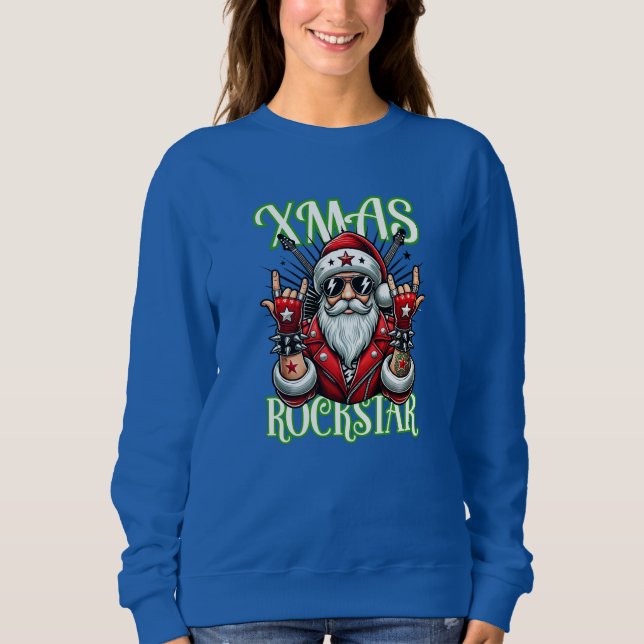 Rock'n'Roll Christmas Sweatshirt - Rocker Santa (Vorderseite)