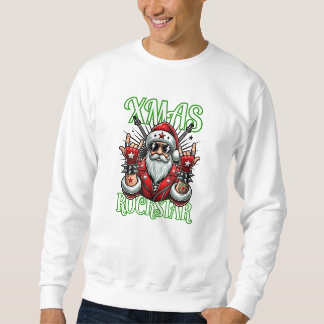 Rock'n'Roll Christmas Sweatshirt - Rocker Santa (Vorderseite)