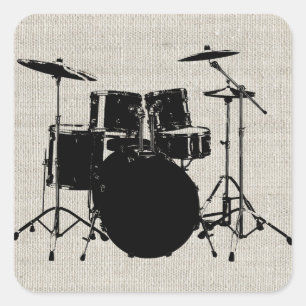 Rock'n'Roll Drums Quadratischer Aufkleber