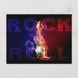 Rock'n'Roll Fire Flaming Electric Guitar Music Postkarte