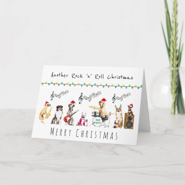 Rock'n'Roll fröhliche Weihnachtsmusikkapelle Karte (Vorderseite)