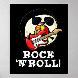Rock'n'Roll Funny Sushi Roll Pun Dark BG Poster
